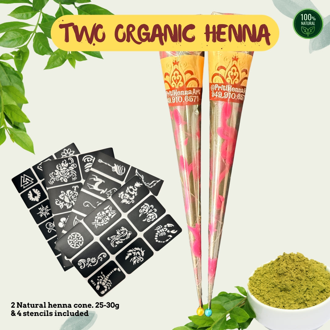 Natural Red henna, 2 Henna cones in a kit . 25-30g each