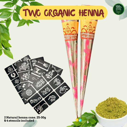 Natural Red henna, 2 Henna cones in a kit . 25-30g each