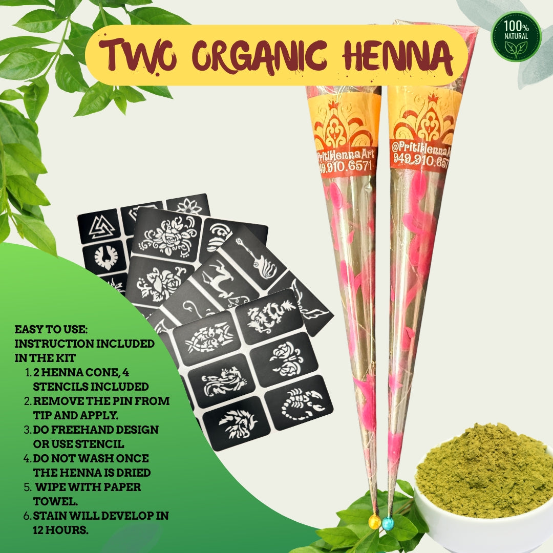 Natural Red henna, 2 Henna cones in a kit . 25-30g each