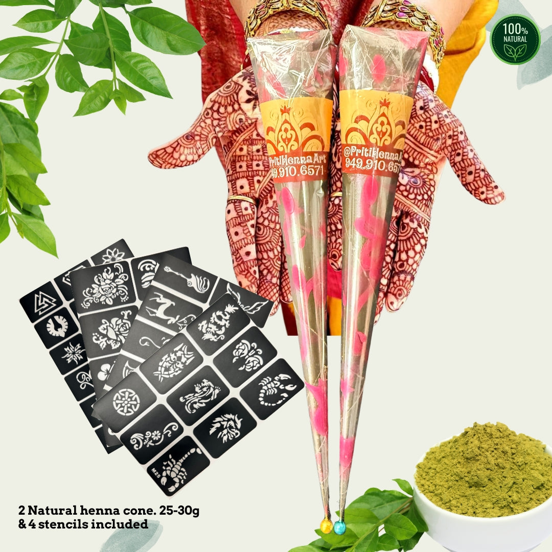 Natural Red henna, 2 Henna cones in a kit . 25-30g each