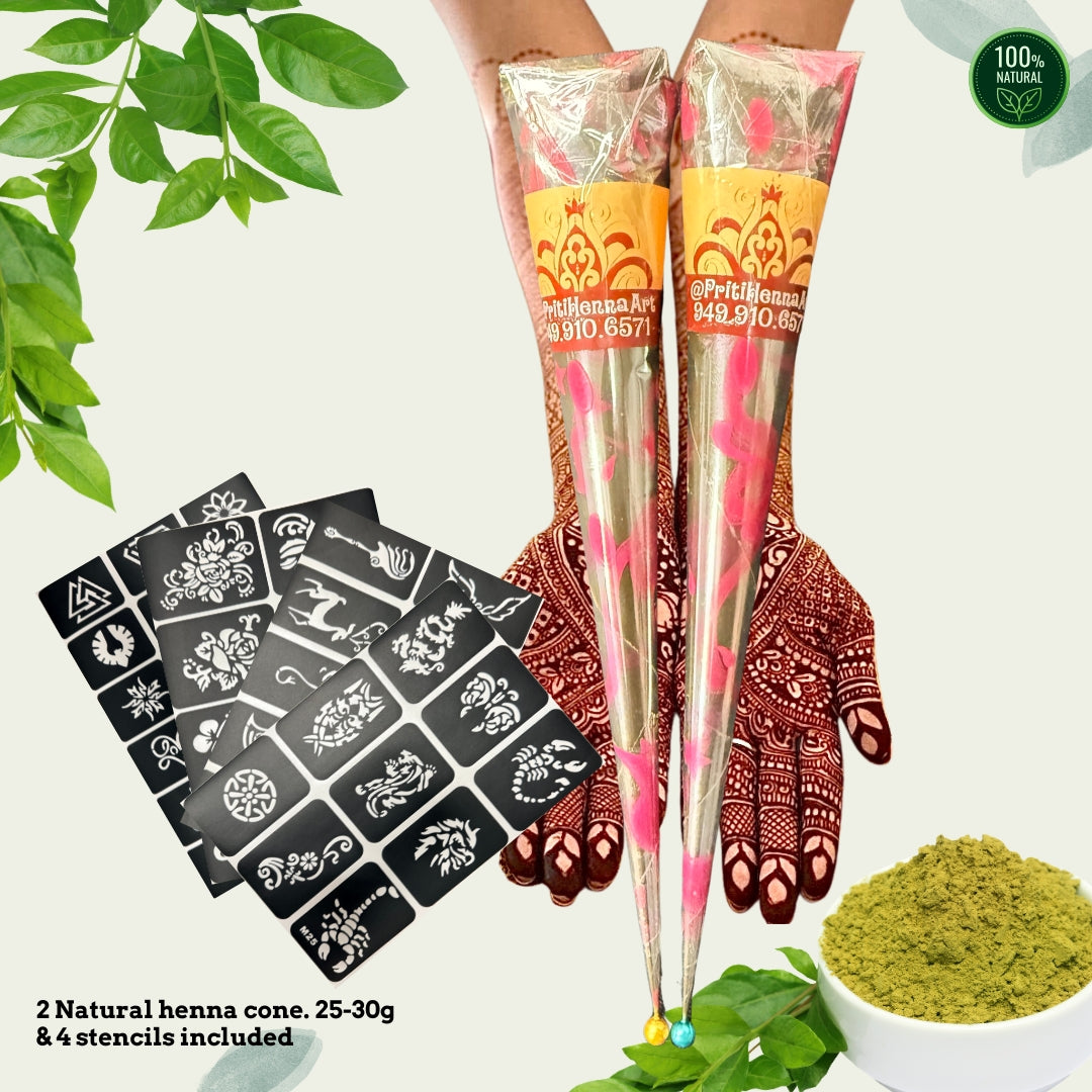 Natural Red henna, 2 Henna cones in a kit . 25-30g each