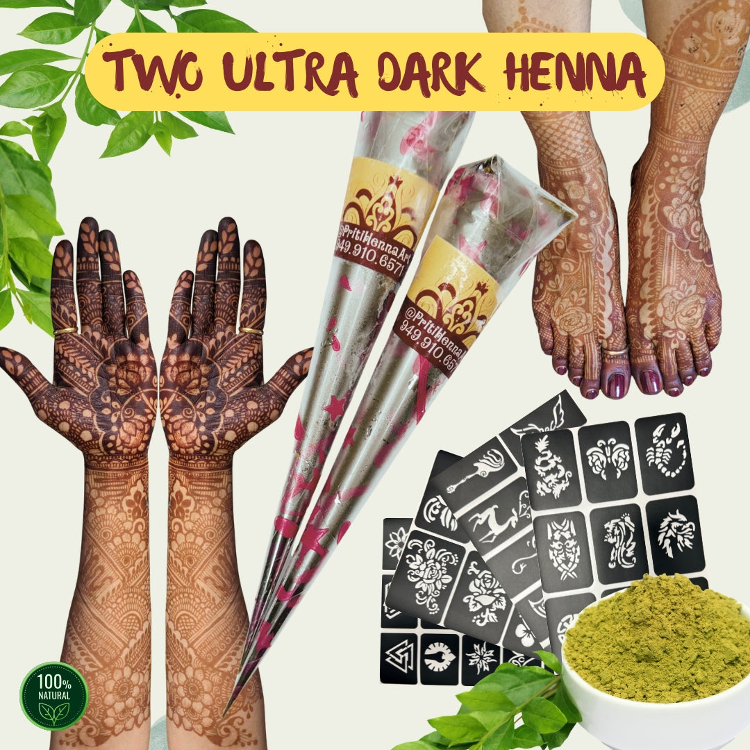 Ultra Dark Blend, 2 Henna cones in a kit. 25-30g each