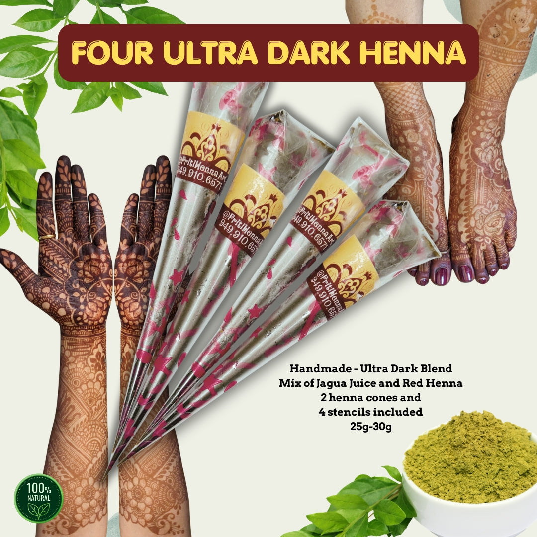 Ultra Dark Blend, 2 Henna cones in a kit. 25-30g each