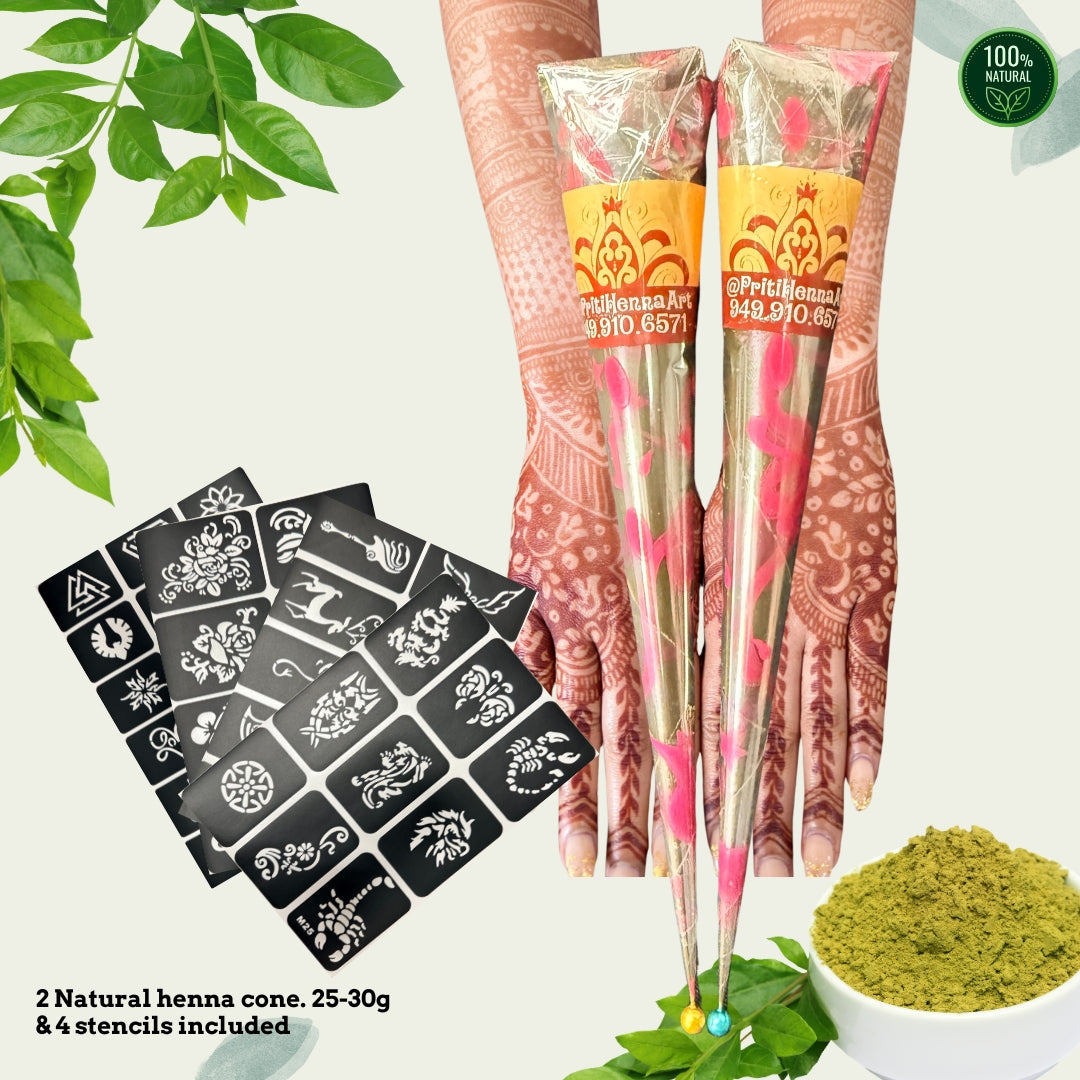 Natural Red henna, 2 Henna cones in a kit . 25-30g each