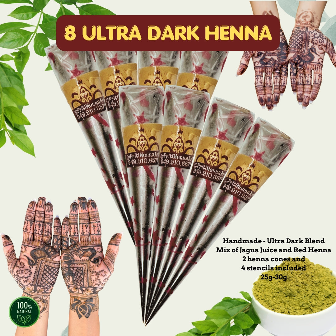 Ultra Dark Blend, 2 Henna cones in a kit. 25-30g each